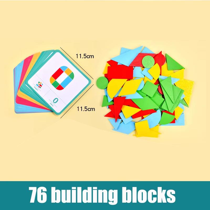 Geometrická puzzle třídička tvarů Dřevěné kostky Rozvíjí představivost Bezpečné magnetické puzzle Tangram Geometrická barva Raná výchova