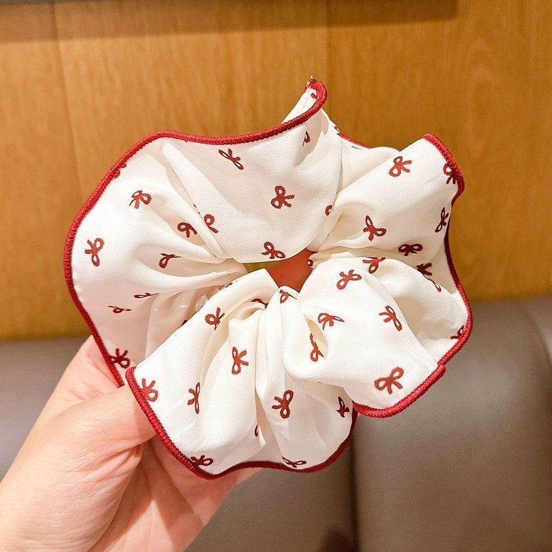 High End Red Cute Dot Plaid Scrunchies for Women Girls Soft Elastic Hair Ties Gentle Hair Bands Fashion Hair Accessories