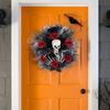 Good-Halloween Rose And Skull Tulle Wreath Adjustable Headband Halloween Wreaths For Front Door For Party Costume