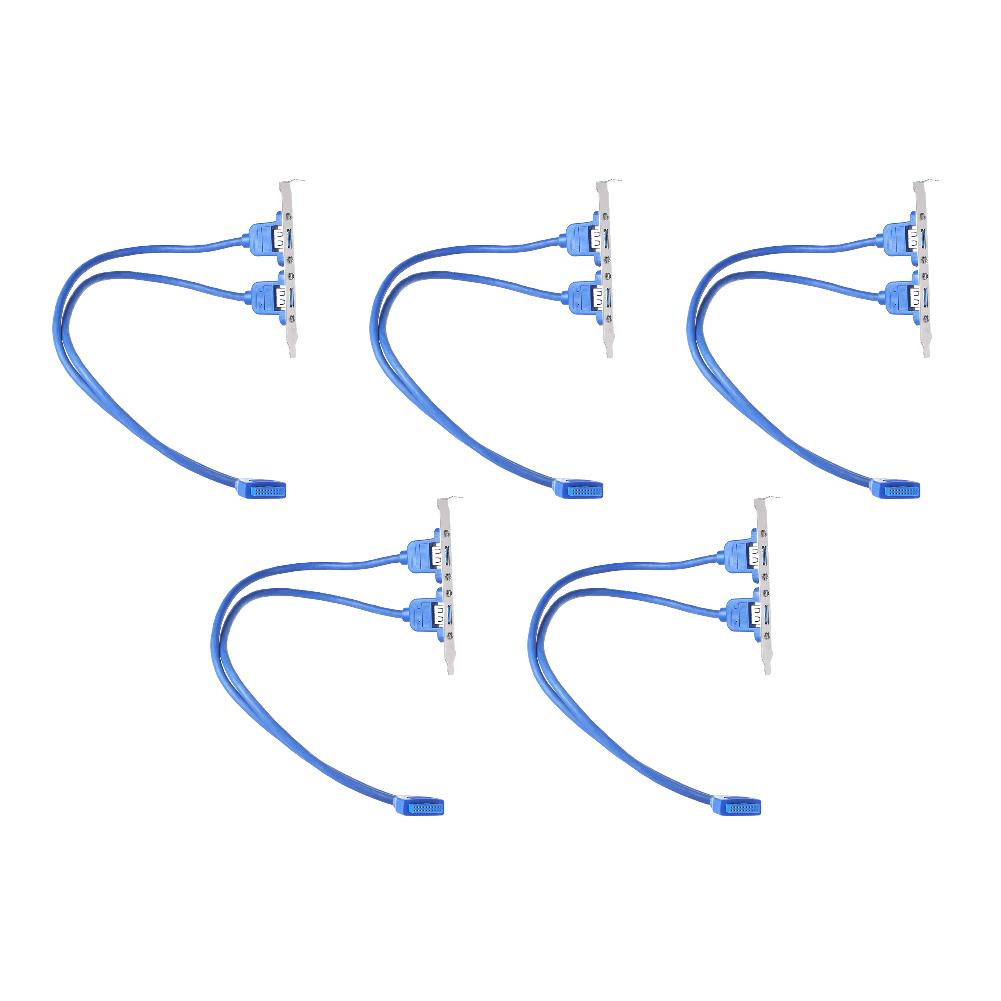 1-5Pcs Motherboard USB 3.0 20 Pin to Dual USB3.0 Baffle Adapter Cable USB 3.0 Back Panel Expansion Bracket for PC Computer Blue