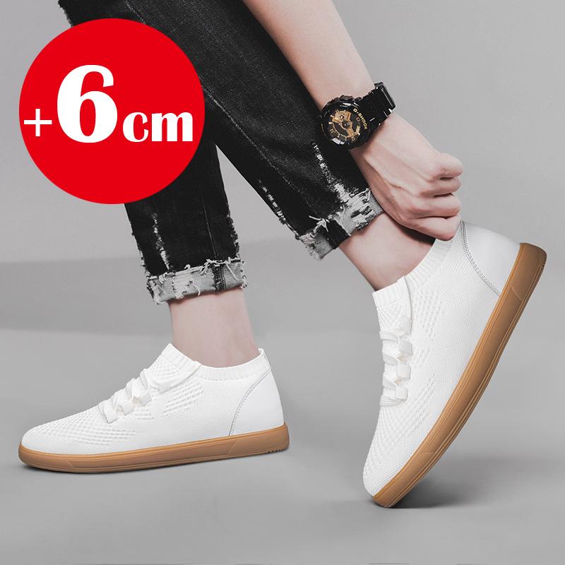 Lift Men Breathable Mesh Elevator Shoes Soft Comfortable Height Increasing Sneakes 6cm Insole Heightening Sports Plus Size 38-46