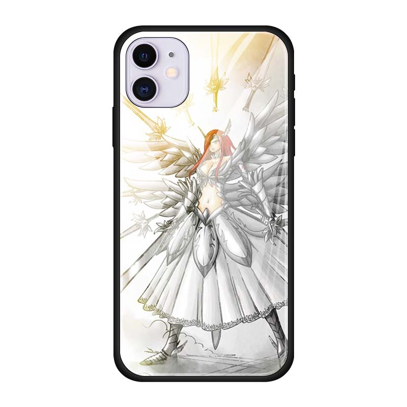 Hülle aus gehärtetem Glas für iPhone 12 Mini 11 12 Pro Max 7 8 XR SE X XS MAX 6 6s 7 8 Plus 11 Pro Fairy Tail Erza Natsu Handyhülle