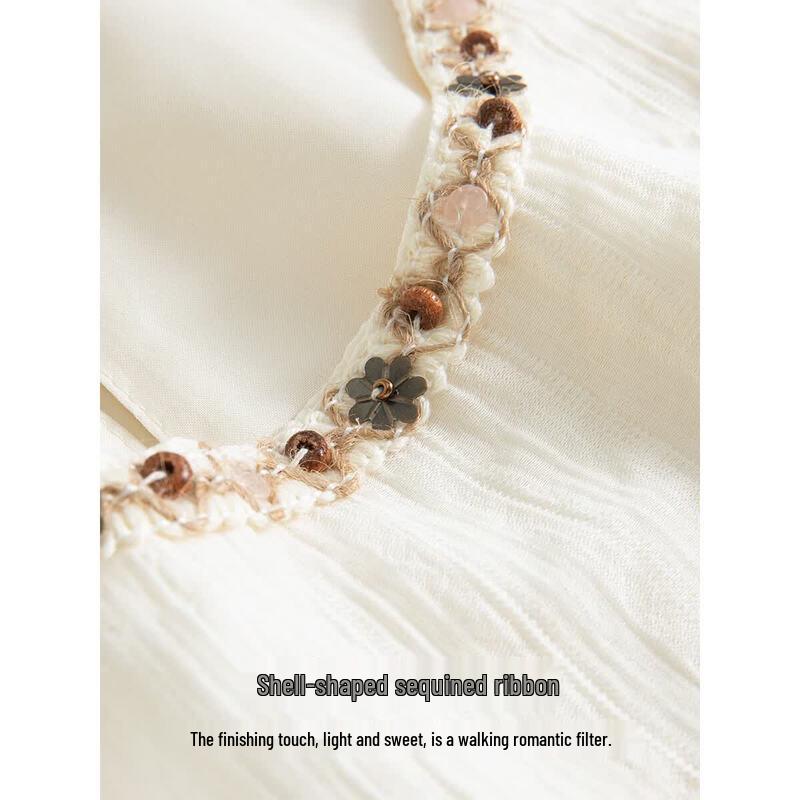 Elegant Shell Sequin Lyocell A-Line Midi Dress