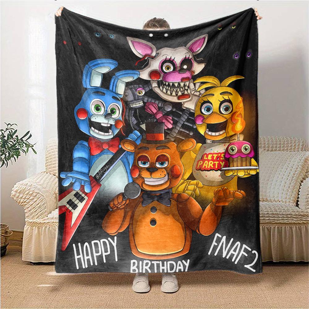 1Pc Fnaf Horror Night Poster Blanket For Couch Bed Plush Cozy Fuzzy Blanket Super Soft Warm Blankets For Fall And Winter 0918219