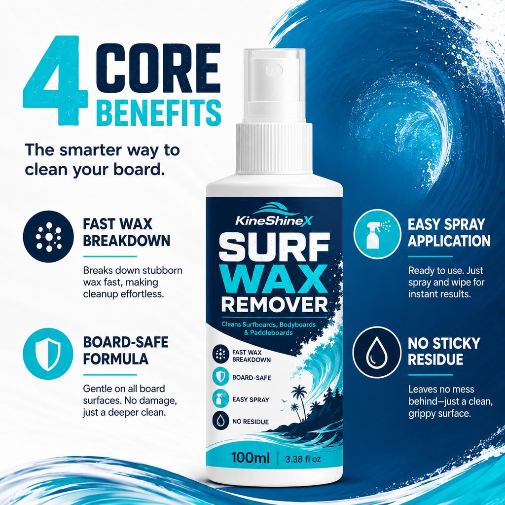 Surf Wax Remover Spray 100ml, Quickly Dissolve Old Surface Wax & Minimize Residue for Surfboards