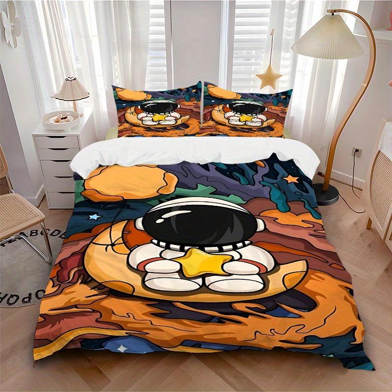 

3pcs Astronaut Star Soft and Comfortable Breathability, Bedding Set, Machine Washable, Suitable for All Seasons115 135x200cm