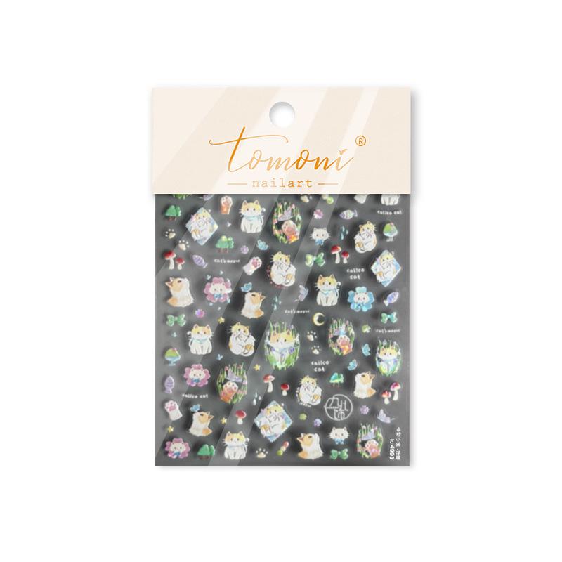 

Тисненые наклейки для ногтей Tomoni - Популярные японские канцелярские товары: Детский весенний полевой котенок нейл-арт в смешанных стилях