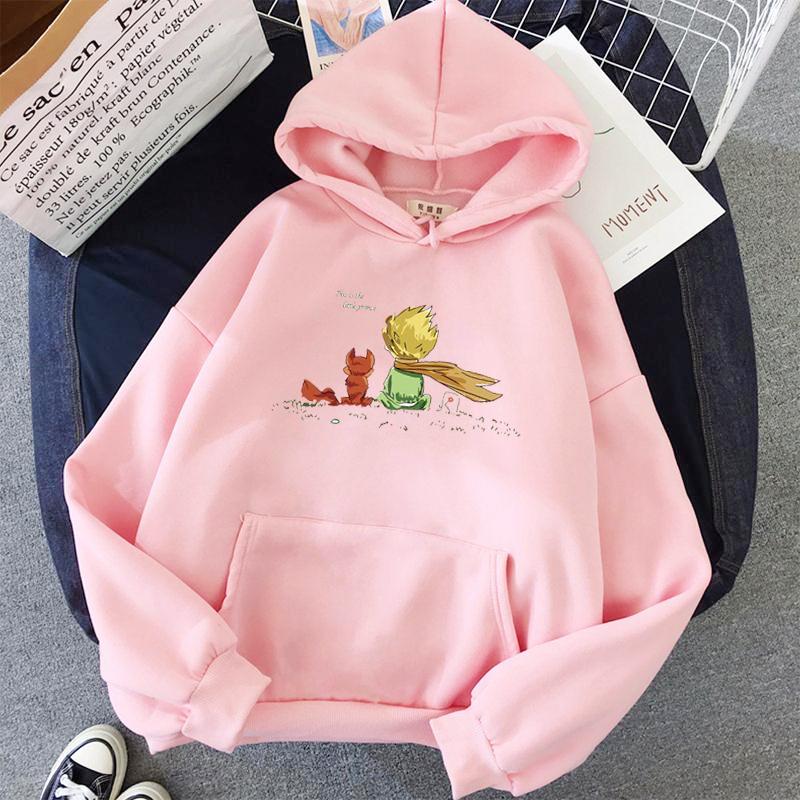 Kawaii Hoodie Cartoon Mädchen Übergroßes Sweatshirt Frühling/Herbst Hellblau Tops Langarm