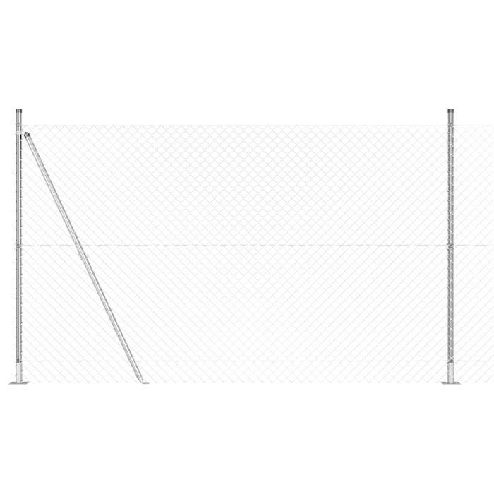 VidaXL Clôture en chaîne avec 7 poteaux flans 1,5x10 m en acier galvanisé 3351288