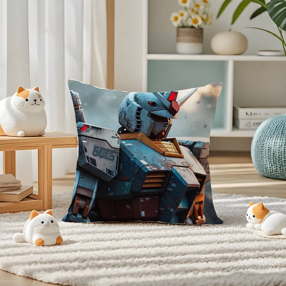 Mobile Suit Gundam Zeta Gundam Anime Plush Pillow Cover Soft Short Plush Cushion Cover For Sofa Bedroom Home Decor Gift