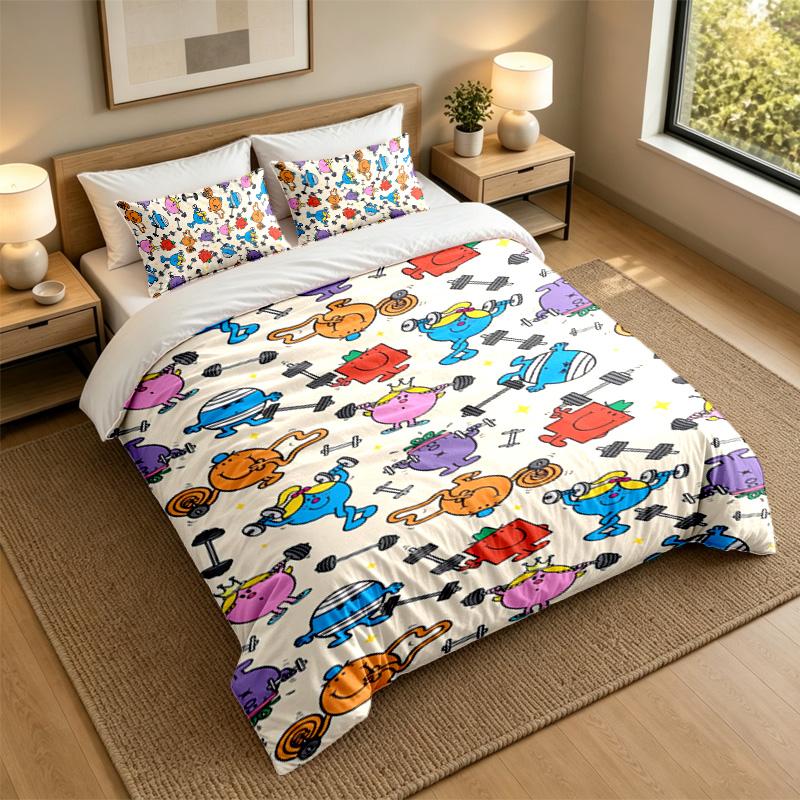 Set Biancheria da Letto Morbido Mr. Set Parure Letto Singolo Uomo & Little Miss, 1 Copripiumino più 2 Federe, Elegante Camera da Letto Tessili per la Casa