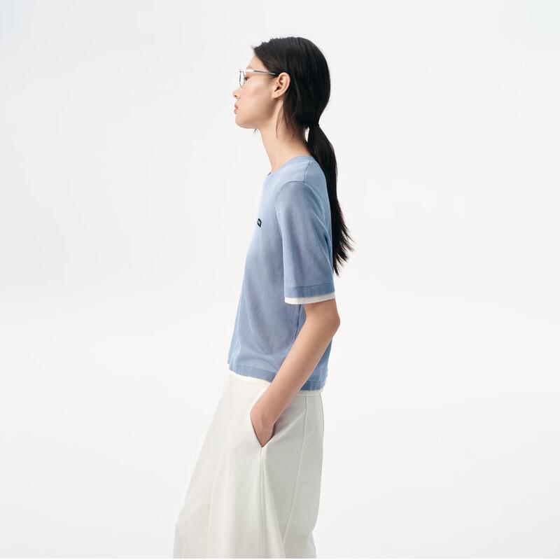 Broadcast Women's Loose Faux Two-Piece Short Sleeve Knit Top