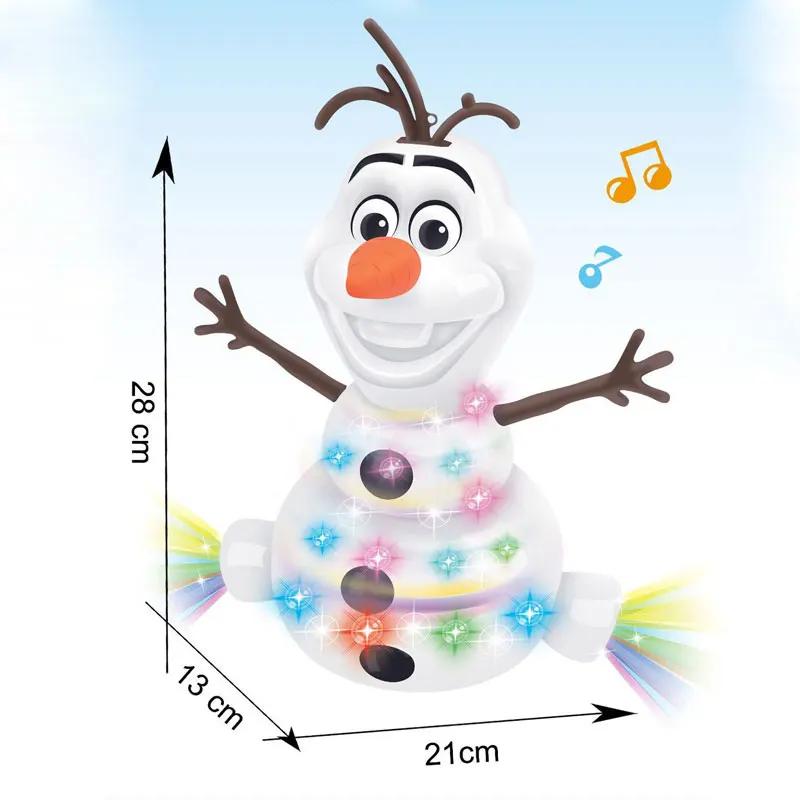 Frozen Dancing Snowman Olaf Robot With Led Music Flashlight Electric Action Figure Model Kids Toy Animatronics Figurine