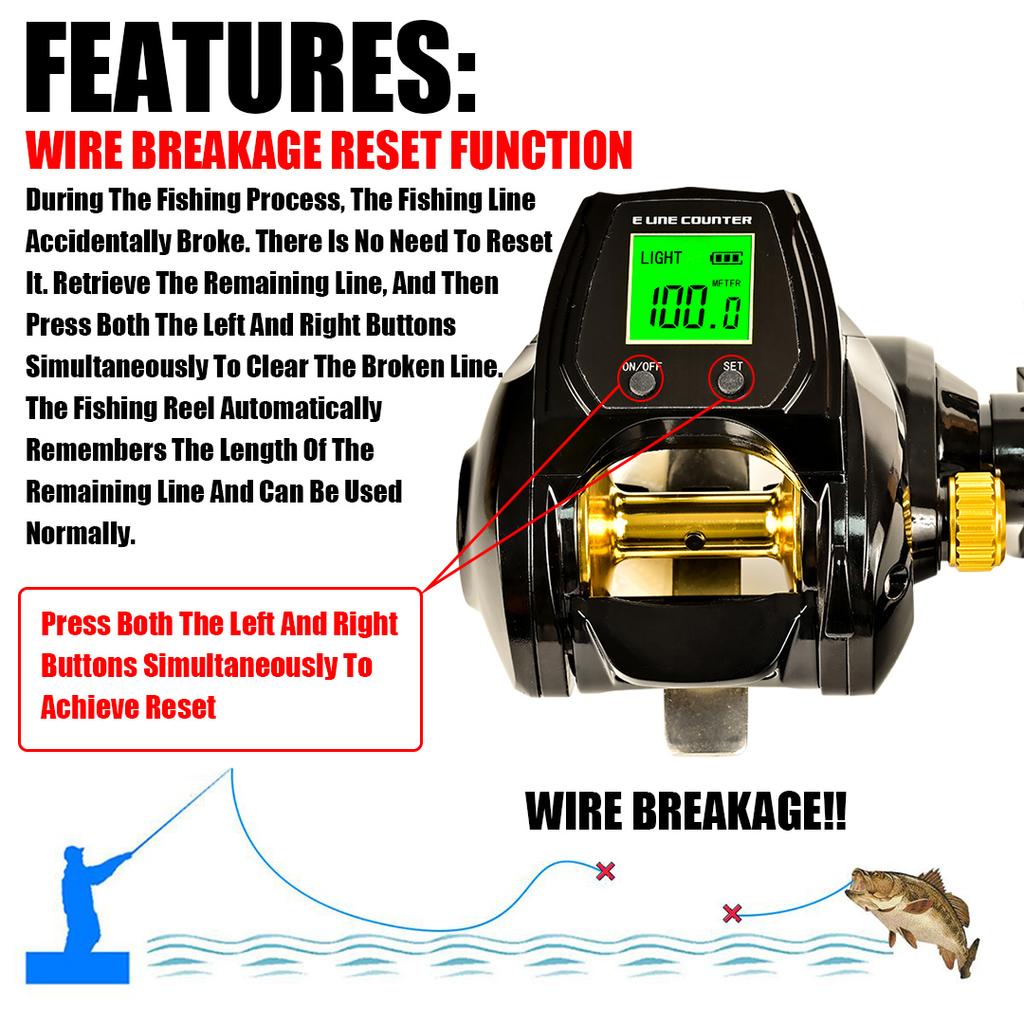 Mulinello da Pesca alla Deriva Portatile in Lega di Alluminio con Elettronica 6.3:1 Rapporto di Alta Velocità Potente 12kg di Freno con Display Digitale 7+1BB Mulinello da Spinning Mulinello da Lenza