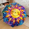 1 Peça Guarda-chuva Compacto de Viagem Pequeno com Padrão de Mandala de Girassol, Guarda-chuva Dobrável Automático, Abertura/Fechamento Automático, Presente-124