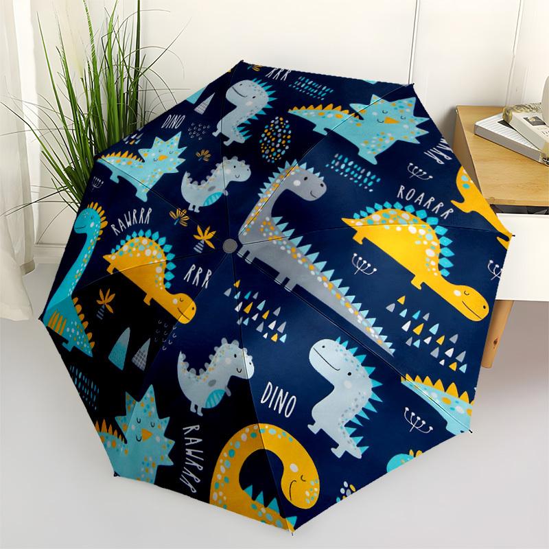 1pc Dino Rawrrr Automatic Open/Close Umbrella, Windproof, Folding Compact Umbrella with Lightweight Design for Women/Men087