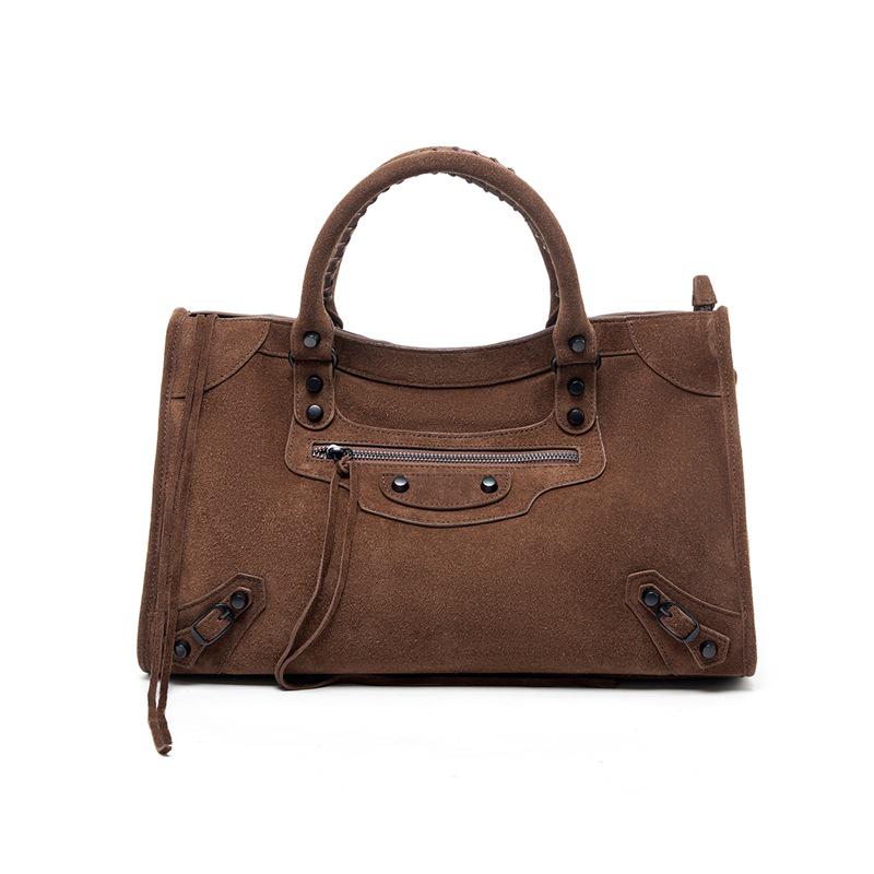 Borsa Tote Retro in Pelle da Motociclista di Grande Capacità per Donna - Borsa a Mano da Pendolare con Cerniera