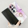 For Samsung Galaxy S25 Ultra Case with Kickstand IMD Marble Pattern Electroplated Phone Cover