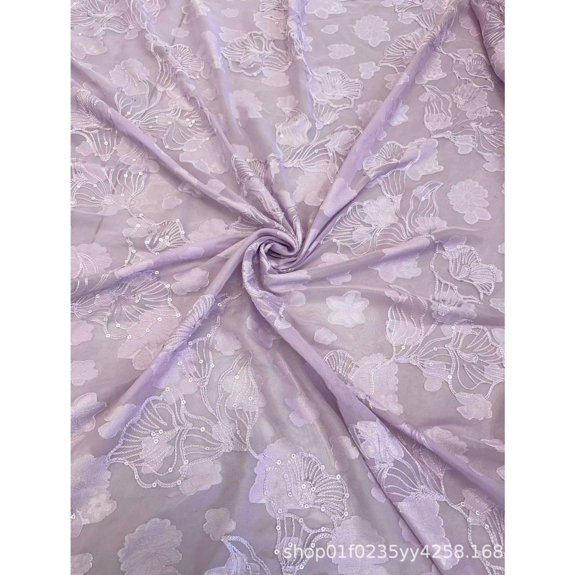 3D Textured Sequin Embroidery Cutout Fabric - Spring/Summer Collection