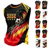 Unisex Sleeveless Pullover T Shirt Casual Round Neck Soccer Fan Jersey Football Print World Cup Supporter Top for Sports and Leisure