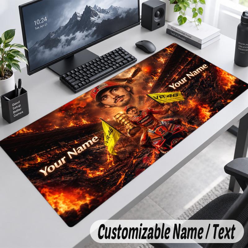 Francesco Bagnaia Personalized Large Mouse Pad Custom Name Text Extended Desk Mat Gaming Mousepad