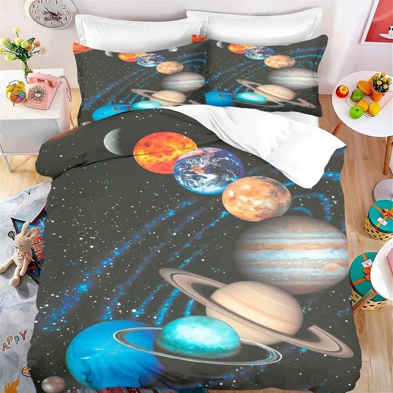Children's Young Boys Planets Stars Space Soft Duvet Cover Universe Children's Beding Set Galaxy Series Universe Star Clear Quilt cover