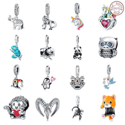 Original New 925 Sterling Silver Panda Chameleon Elephant Pendant Beads DIY Style Beaded Bracelet Accessories Bracelet Personalized Jewelry