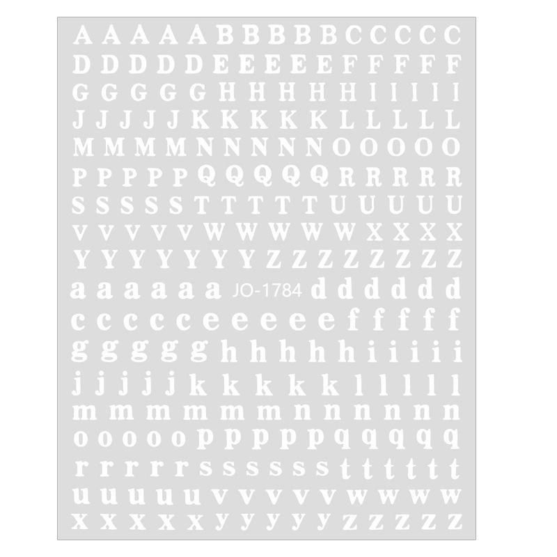 Nail Art 3D Laser Black & White Alphabet Stickers - 26 Uppercase & Lowercase Letters