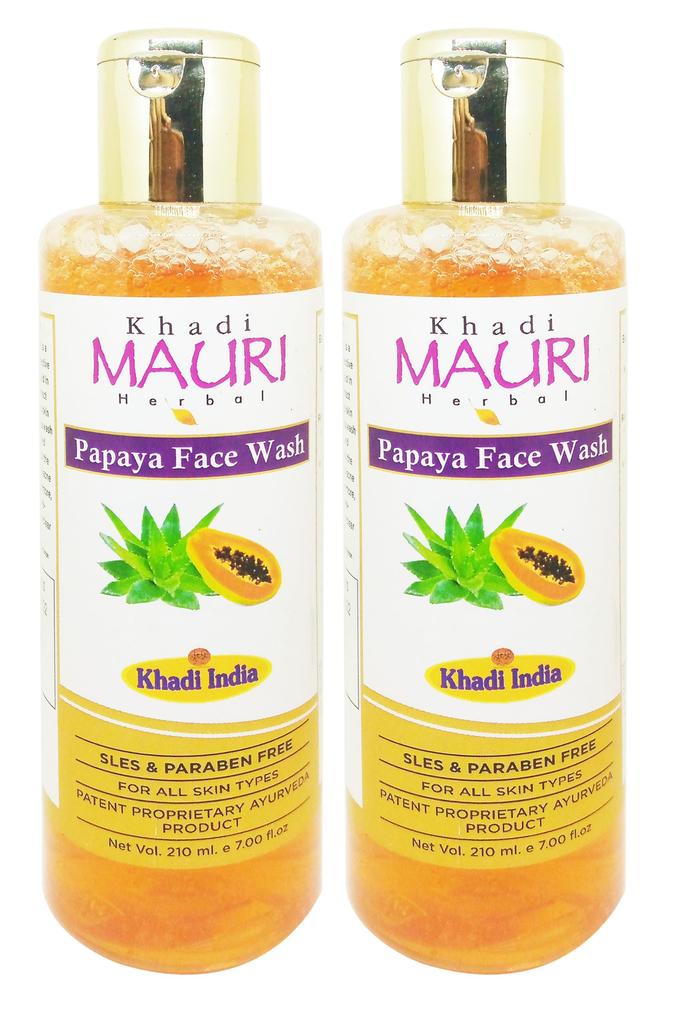 Khadi Mauri Papaya Face Wash Sls & Paraban Free |Gentle Exfoliation & Removal Of Dead Skin Cells | Brightens Complexion & Reduces Blemishes | Evens