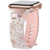 Compatible with Apple Watch: Laser Engraved Two-Color Floral Butterfly Silicone Strap with 3D Design