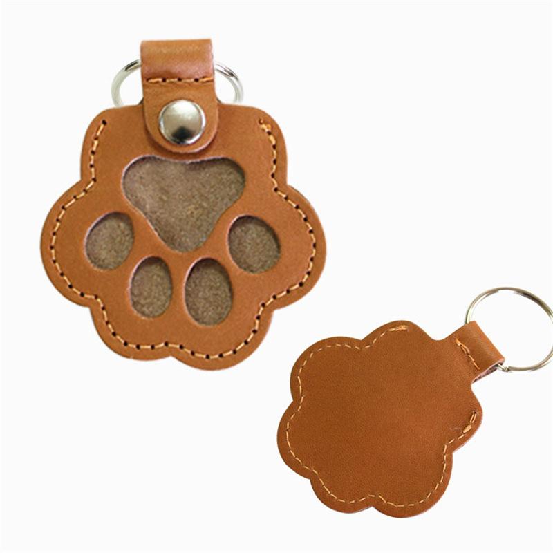 

Кожаный мемориальный мешочек для хранения шерсти питомца, держатель для карточек в форме отпечатка кошачьей лапы, брелок, ручная работа, многофункциональный портативный брелок коричневый