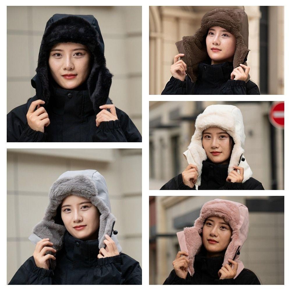 Keep Warm Warm Scarf Face Mask Solid Color Lei Feng Hat 4-in-1 Winter Cycling Hat  Women