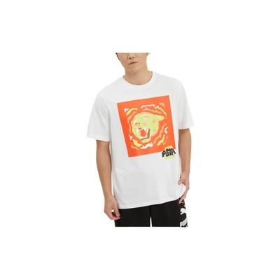 Solid Color Logo Print Crew Neck Short Sleeve T-Shirt Men Tops White 532361-09