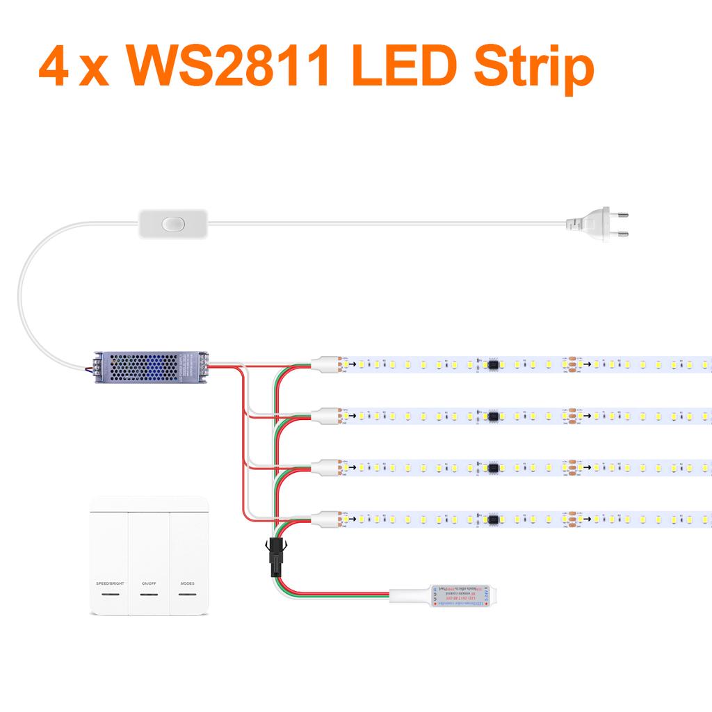 WS2811 IC Pixel LED Strip Lights Water Flow Chasing Wireless RF Panel Switch Segmented Control Multiple Scenes LED Tape For Home