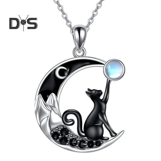 

Ожерелье Cat Moon Ожерелье Black Cat Moonstone для женщин Готическое украшение Подарок на годовщину Дня матери A