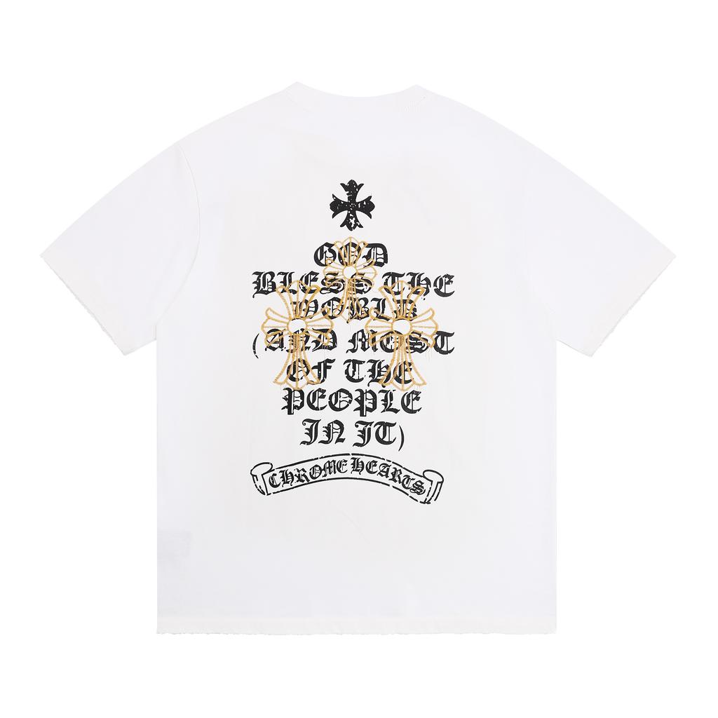 1970 CHROME HEARTS 2025 Summer New High Quality Cotton Round Neck Loose Large Size Men's and Women's T-shirt Couple T-shirt