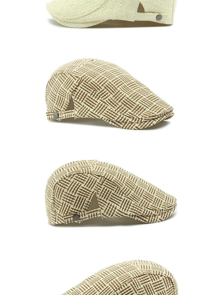 Men's Straw Beret: Spring/Summer Sun Protection, British Retro Duckbill Cap, Casual Newsboy Hat