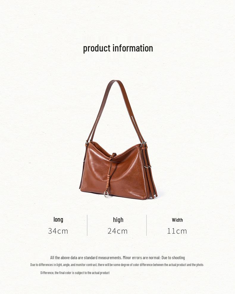 Large Capacity Women's Genuine Leather Tote - Cowhide Shoulder Hobo Bag