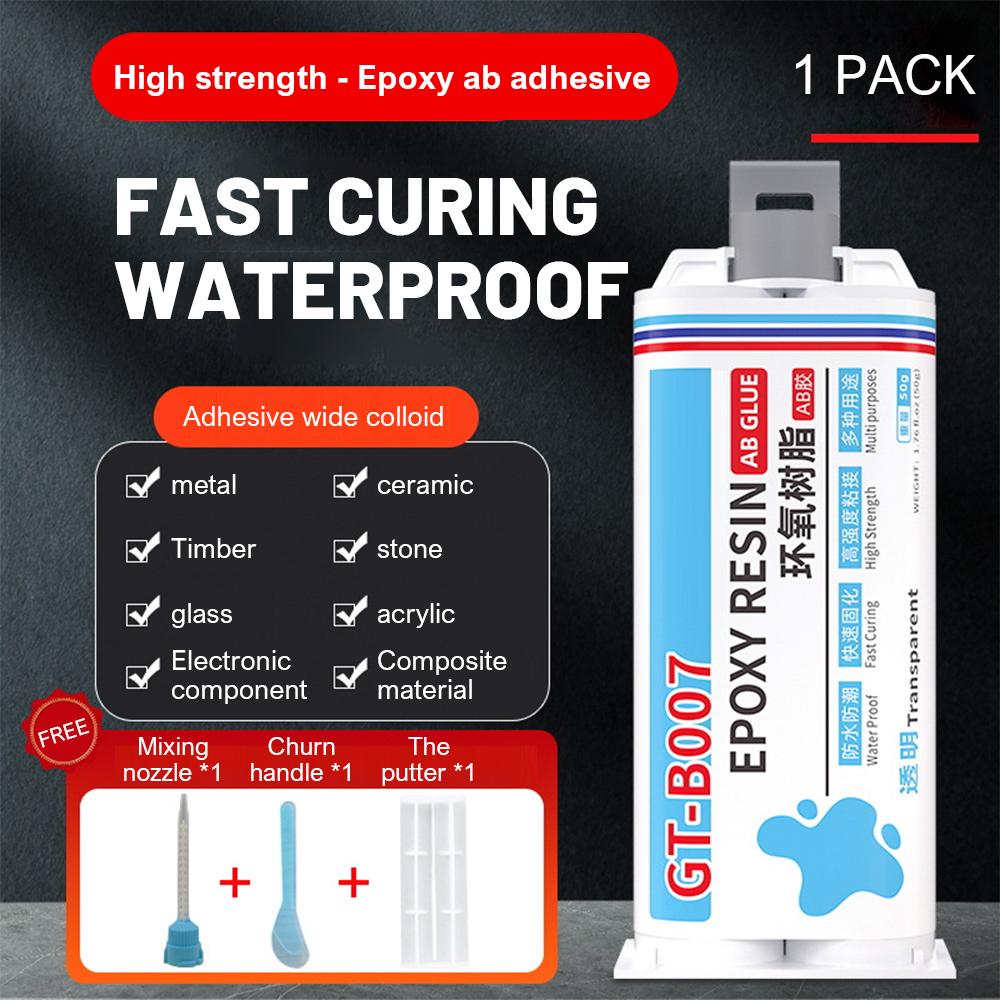 Transparent Epoxy Resin AB Glue 50ML for Wood Metal Ceramic Plastic Repair Fast Curing Strong Adhesive Sealant Home Improvement