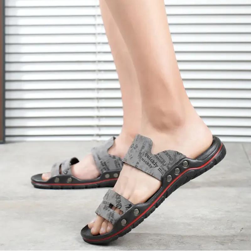 Fashion Men's Leather Slippers Summer Lightweight Soft Sole Casual Beach Sandals Flip Flops Outdoor Mens Shoes Slippers Men Big Size 48