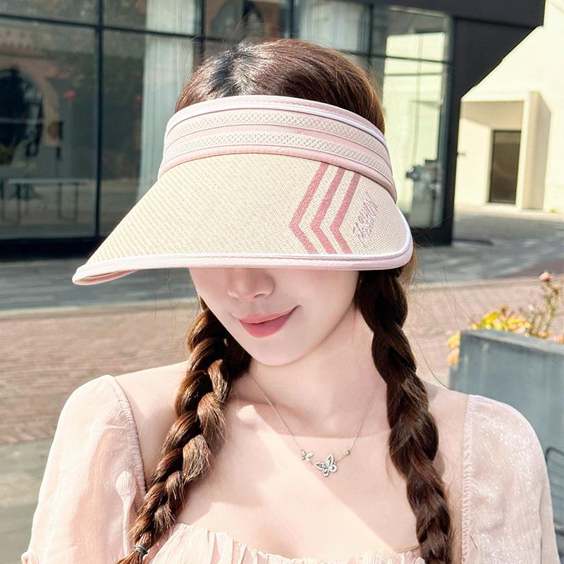Summer Straw Vinyl Empty Top Sun Hat Women's Outdoor Versatile Big Eaves Bucket Hat Anti-ultraviolet Sunshade Mountaineering Hat