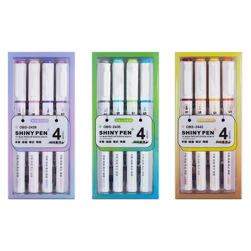 4PCS/12pcs Marcadores de Plástico com Glitter Duráveis Alto Brilho Coloridos Brilhantes Canetas para Desenho e Rabisco Marcador Material Escolar de Escritório