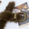 Women'S Plush Belt  Trend Y2K Girls Girdle Versatile Jeans Accessories Faux Fur Patchwork Belt