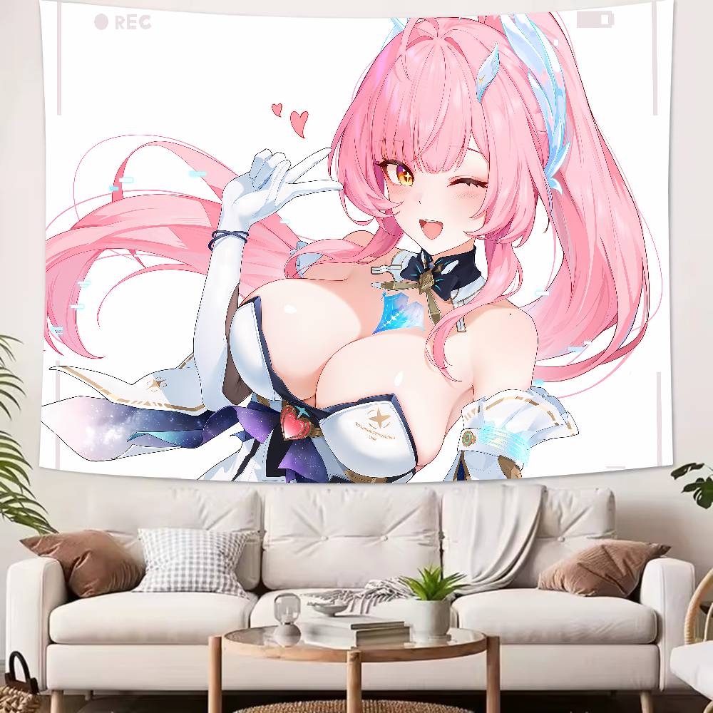 Cute Kawaii Girl Aemeath WUWA Tapestry Decoration Bedroom Dormitory Background Cloth Holiday Home Living Room Club Tapestry