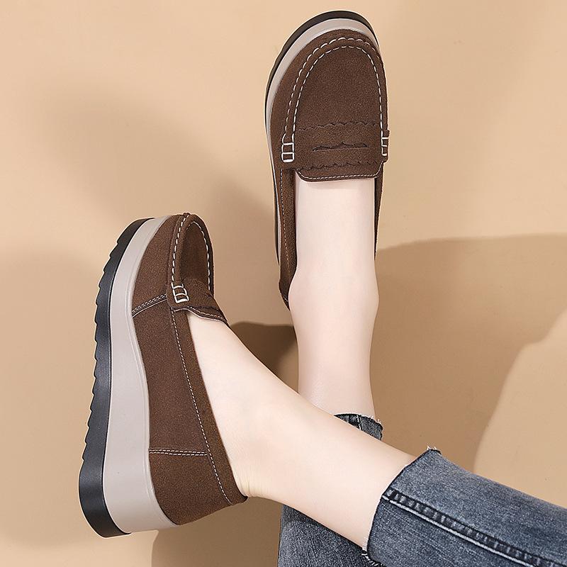 Frühling/Herbst Damen Slipper Plateauschuhe: Größen 35-43, Übergröße, Lässige Mama-Schuhe mit dicker Sohle