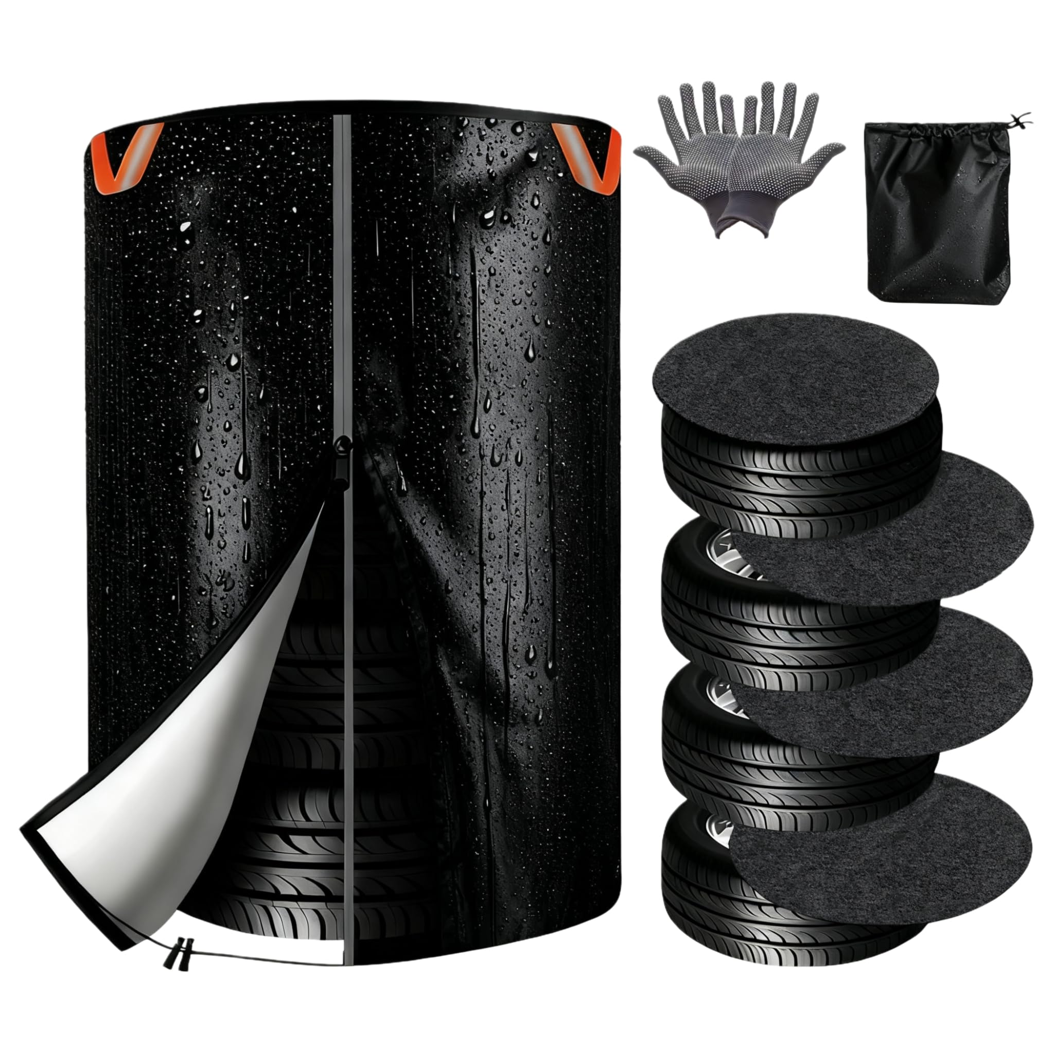 Водонепроницаемые чехлы для шин 420D для 4 шин, с местом для хранения и комплектом из 4 штук, войлочные, с отражающими элементами, УФ-защитой, доступны в нескольких чёрный