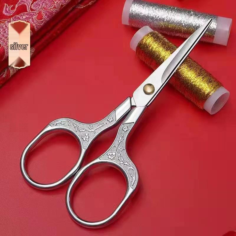 Retro Plum Blossom Stainless Steel Scissors - Household, Embroidery, Paper & Thread Cutting