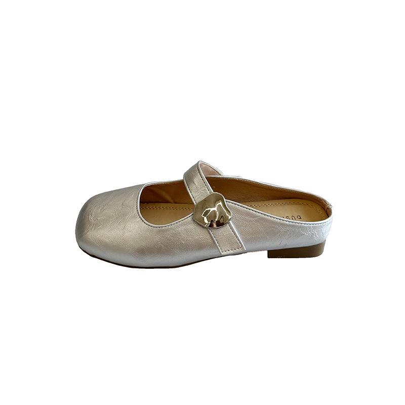 French flat-bottomed bag head slippers for women to wear 2025 summer new half-drag women's shoes temperament evening breeze Mary Jane sandals