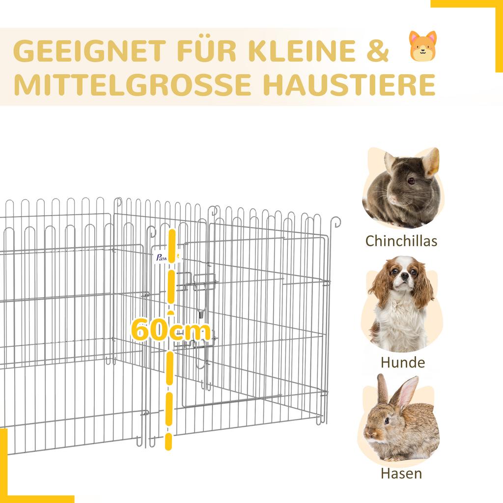 Free-Range Enclosure Puppy Playpen Puppy Fence Playpen Puppy Gate for Animals 8-Piece W63 x H60 cm