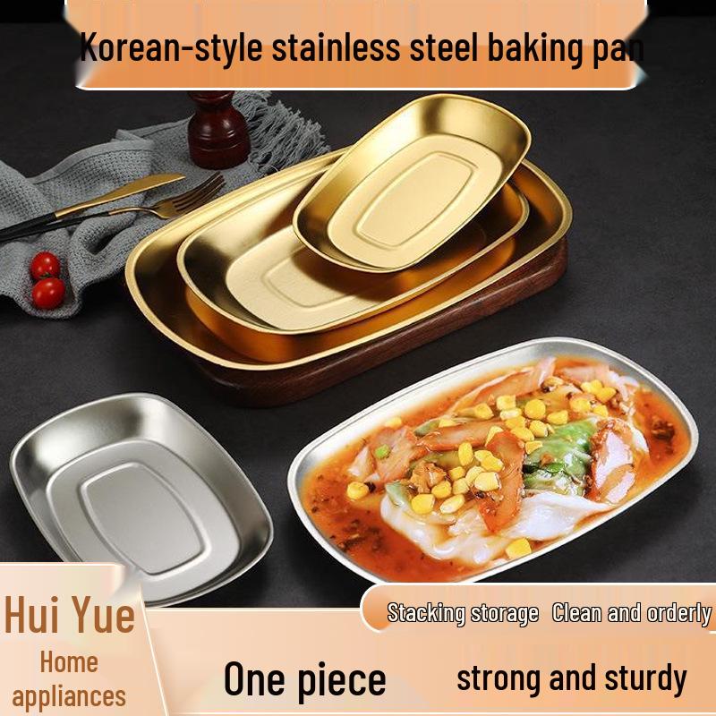 Koreanisches Grillpfannen- und Warmhalteplatten-Set aus Edelstahl: Barbecue-, Gemüse-, Nordic Gold- und Cheung Fun-Teller